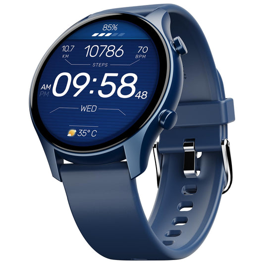 boAt Lunar Connect Plus Smart Watch with 1.43" AMOLED Display, 2.5D Display, Advanced Bluetooth Calling 100+, Always on Display, 100+ Watch Faces,Voice Assistant,IP68, HR & SpO2(Deep Blue)