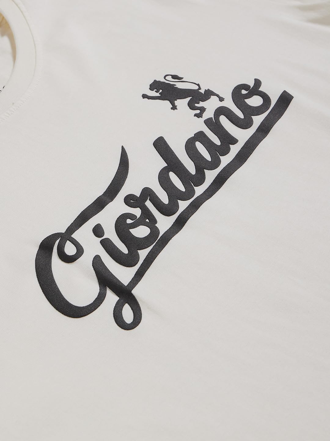 Giordano White Cotton Brand Logo Printed Slim Fit Short Sleeves T-Shirt