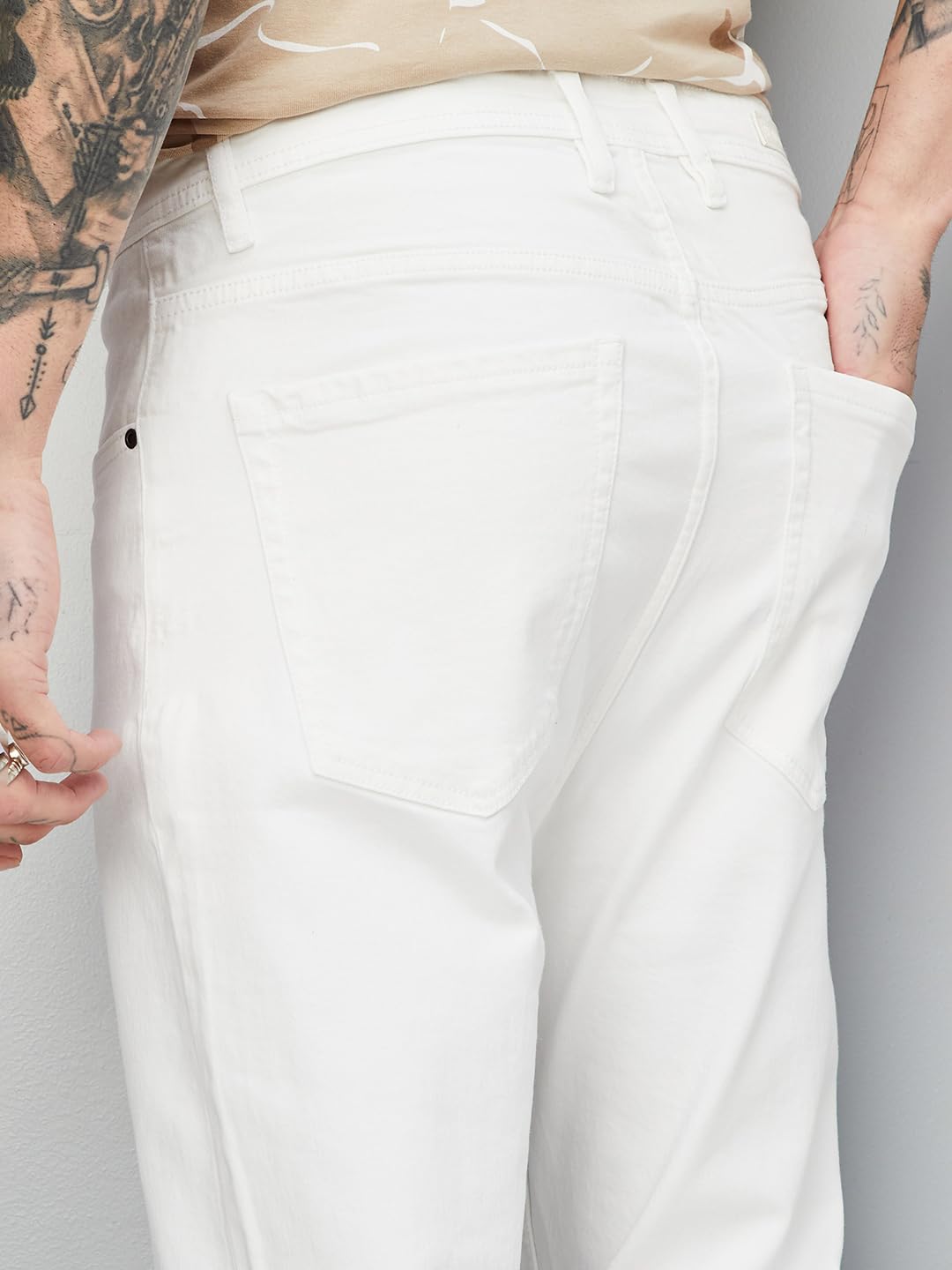 Max Men's Mid Rise Slim Jeans (DMBCAFES2302GVWHITE, 32