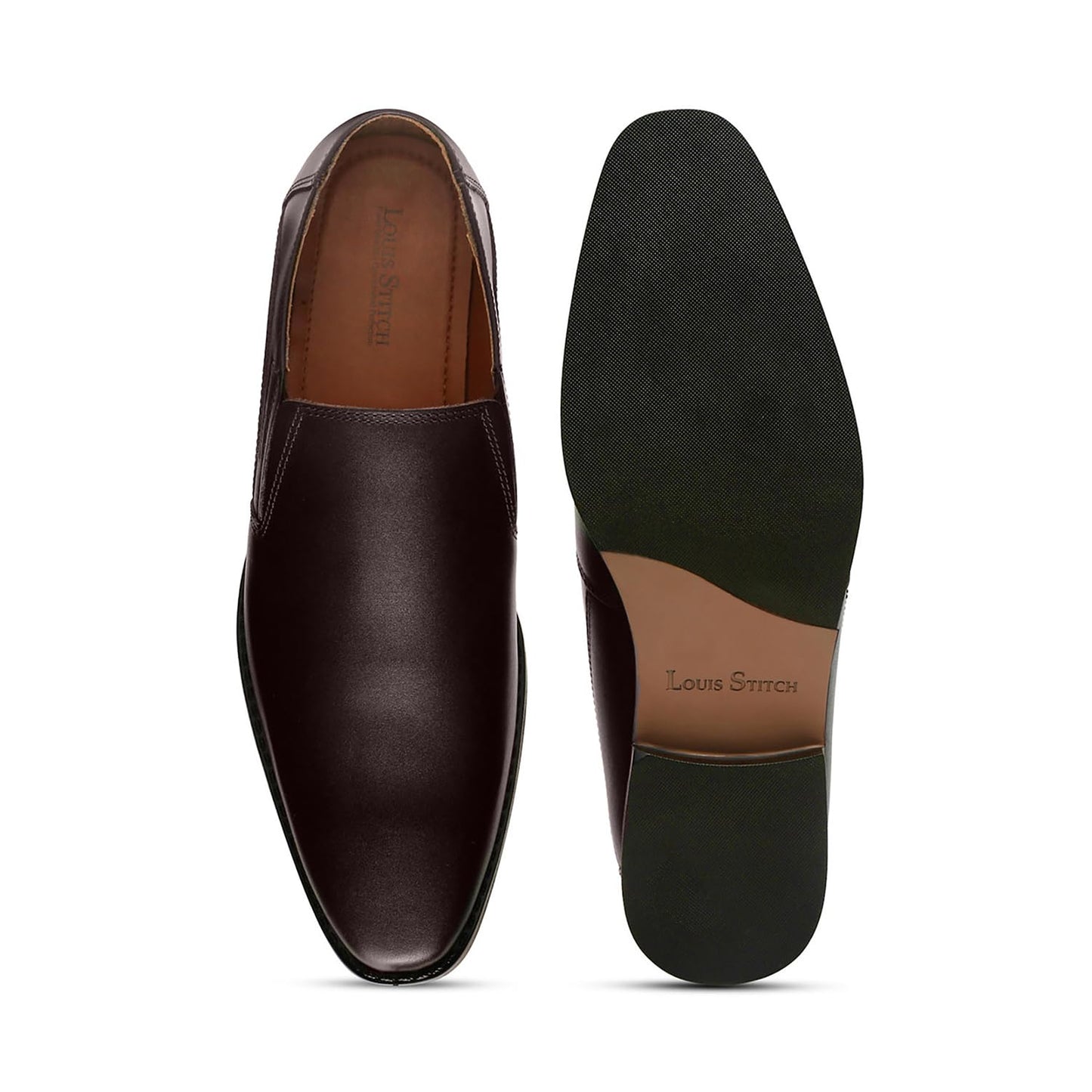 LOUIS STITCH Men's Formal Loafers | Italian Leather Slip-On Moccasins | Business, Formal, Shoes | Perfect for Office, Weddings & Events | Elegant Brown | UK Size 9 (RXSOBB)