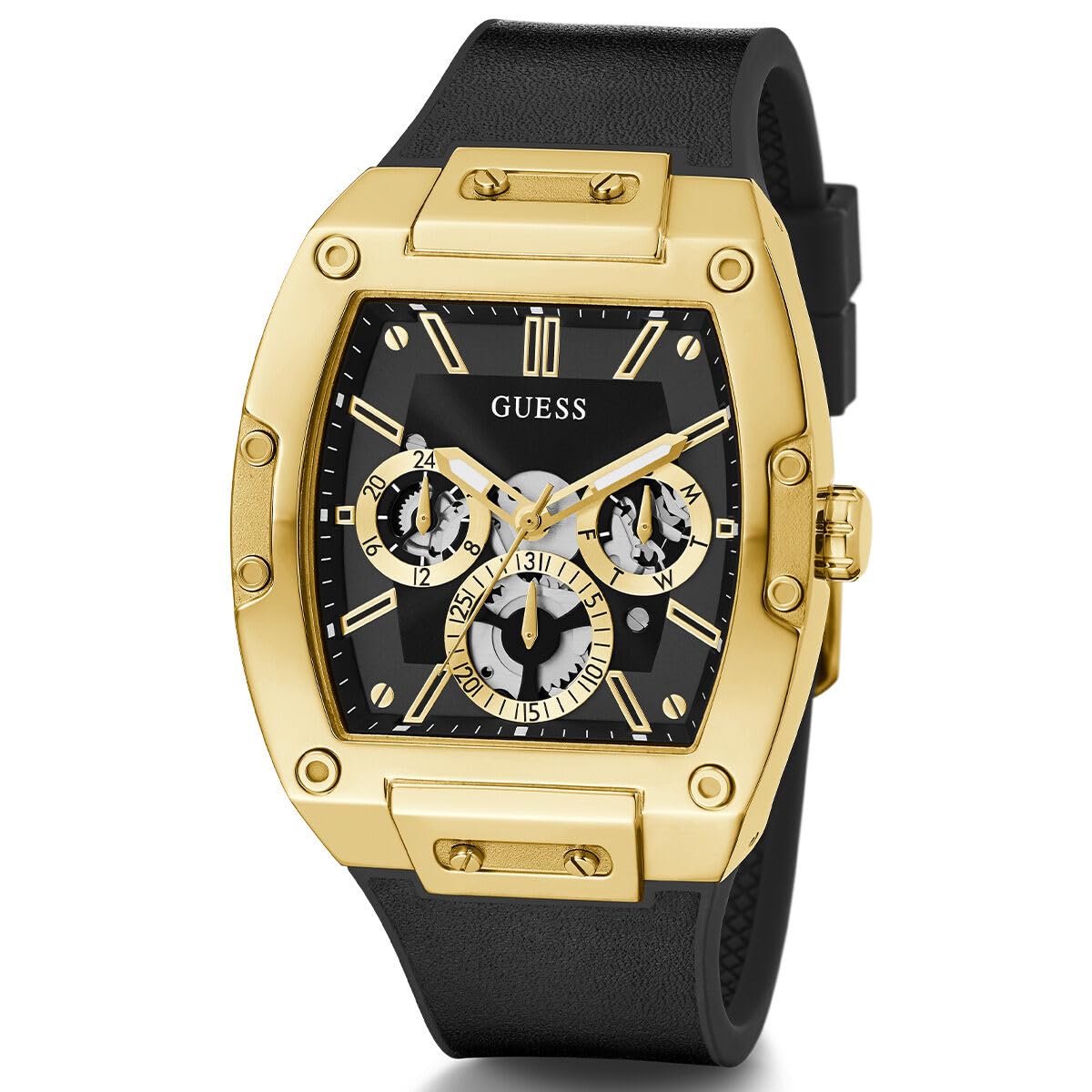 Guess Leather Casual Analog Black Dial Men's Watch-Gw0202G1
