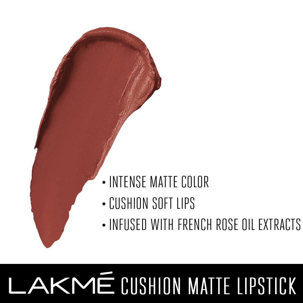 Lakme Forever Matte Lipstick, Waterproof, Non Drying, Creamy Matte Bullet Lipstick Made With French Rose Oil Extracts, Nude Toast, 4.5g