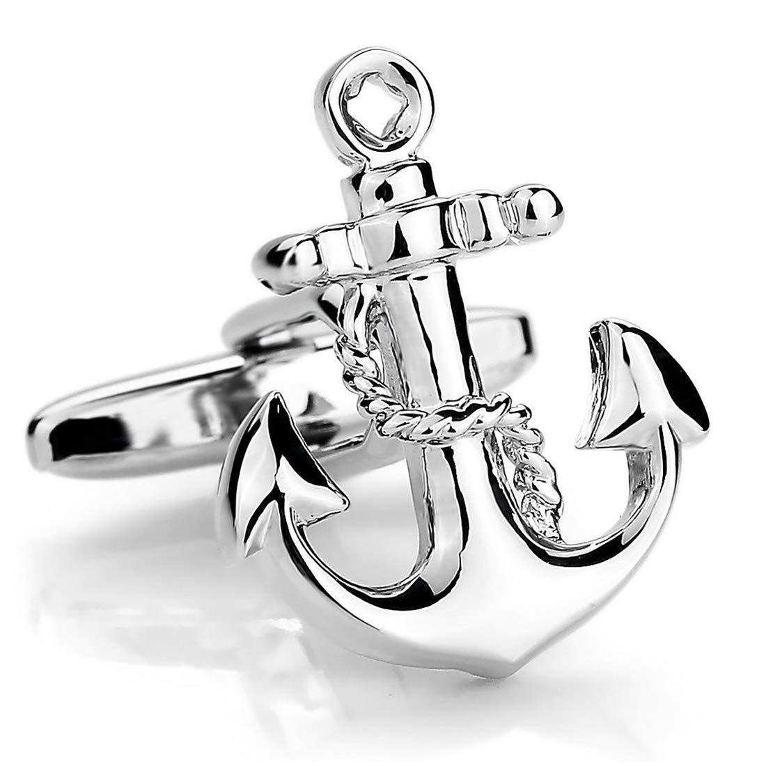 Peora Silver Plated Nautical Anchor Cufflinks for Men Boys Business Corporate Wedding Gift