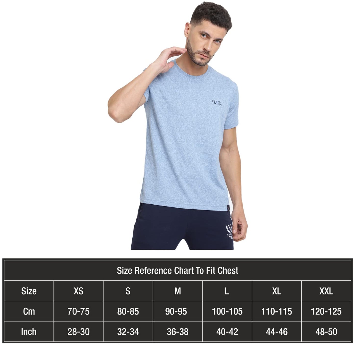 Van Heusen Men Sport Crew Neck Regular Fit T-Shirt - Short Sleeve, Ultra Soft_70018_Sky Blue_Large