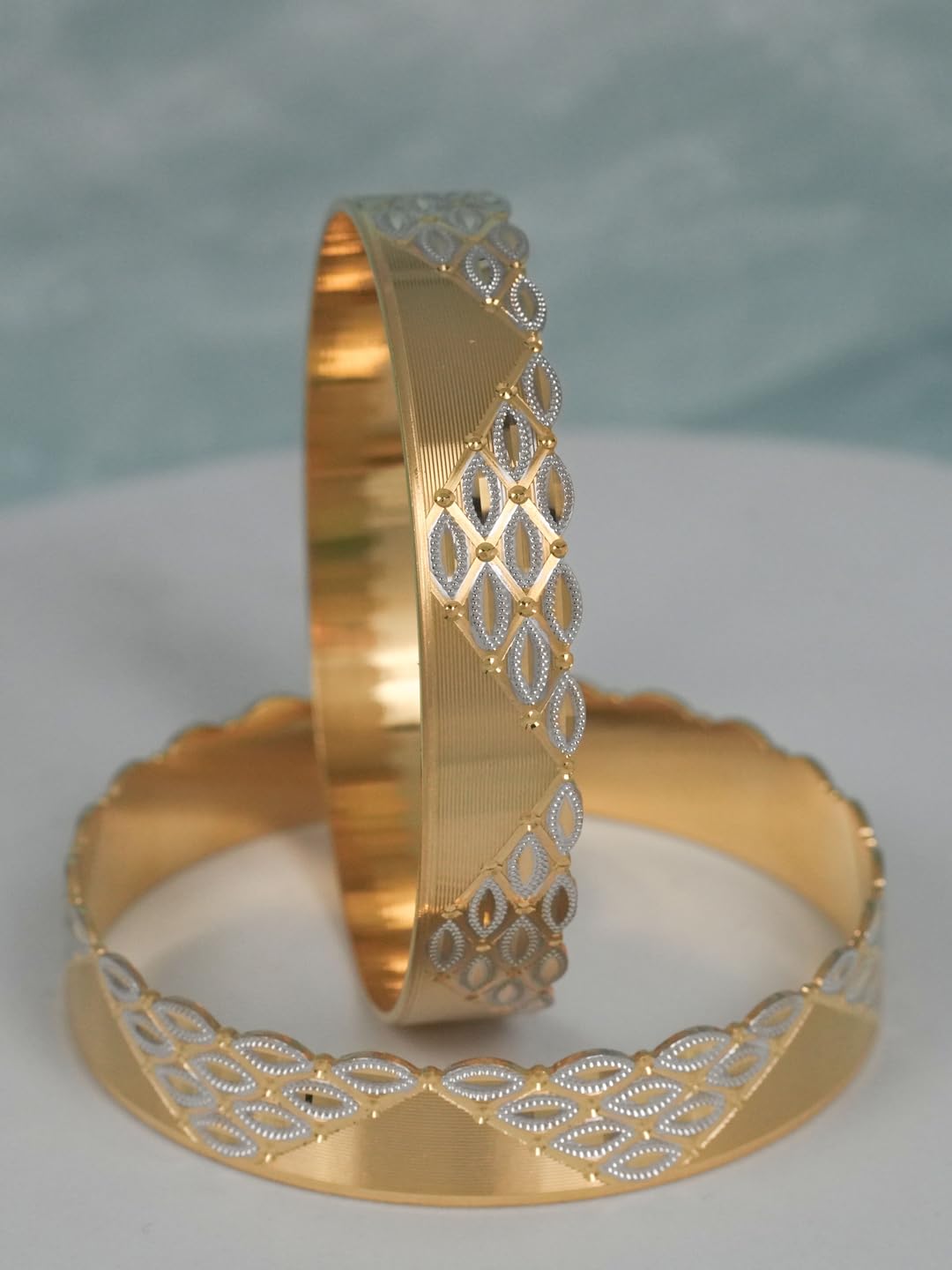 CYGNI BANGLES Elegant Gold-Plated Bangles for Women Traditional Design Jewelry (Set of 2)_(F2-B-115-2.4)