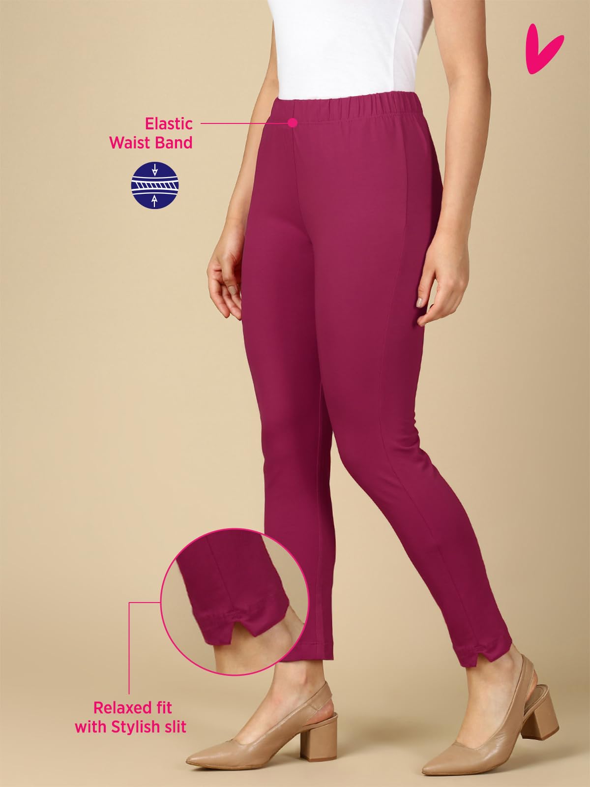 Lux Cozi PYNK Women's Solid Premium Cotton Lycra Kurtipant with Side Pocket_COZI_PYNK_KURTIPANT_04_FS_1PC