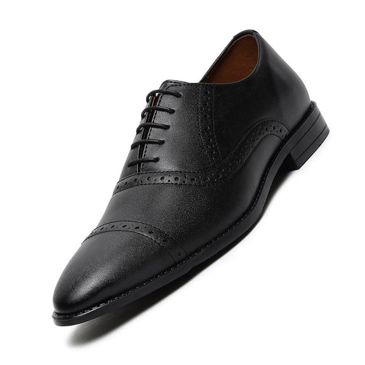 LOUIS STITCH Men's Formal Lace-up Oxford Shoes for Men | Solid Design | Ideal for Formal, Business Casual, and Parties | Obsidian Black, Size UK 7 RGOXJB