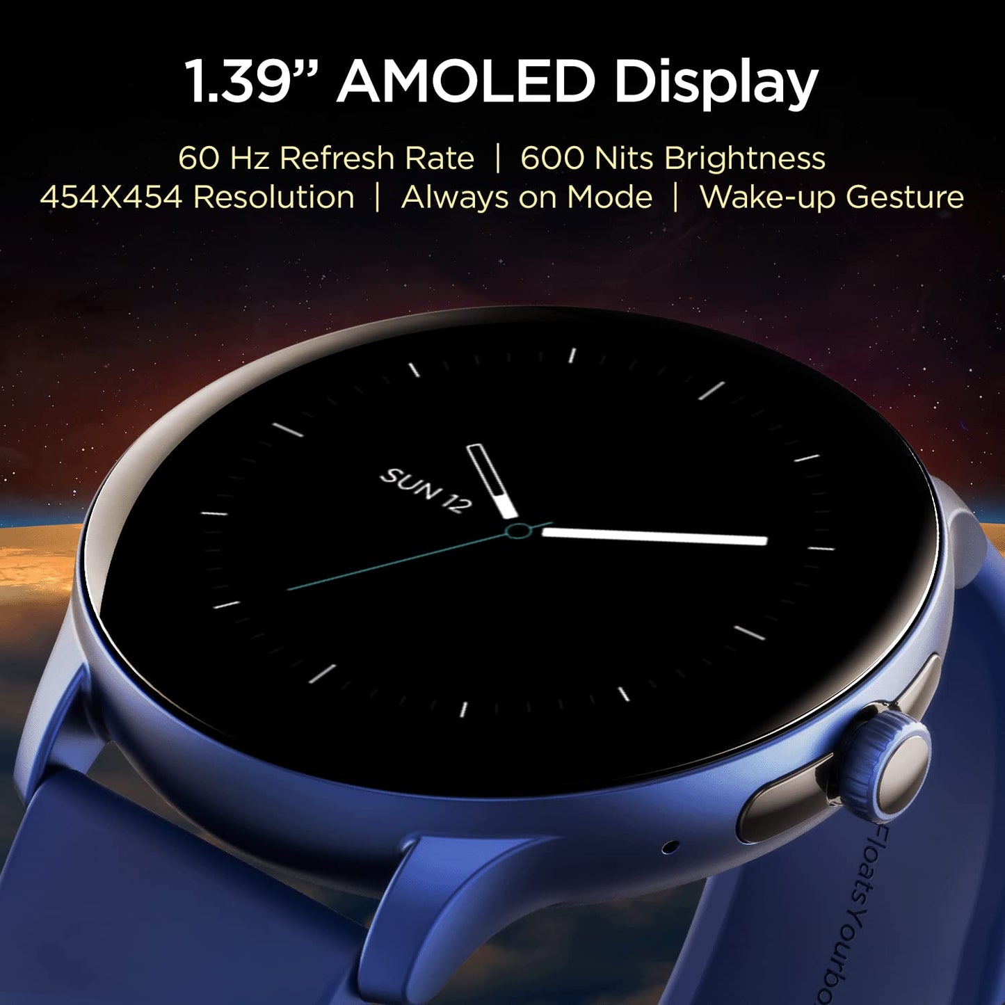 boAt Lunar Call Pro Smart Watch with 1.39 AMOLED Display, BT Calling,DIY Watch Face Studio, Coins, SensAI(Cricket Analysis),Apollo 3 Blue Plus Processor,Ambient Light Sensor(Deep Blue)