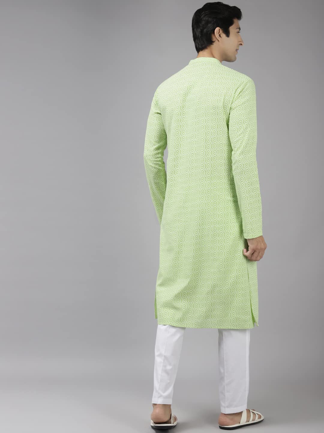 See Designs Cotton Regular Mens Kurta (SDKT1034S_Lime Green_S)
