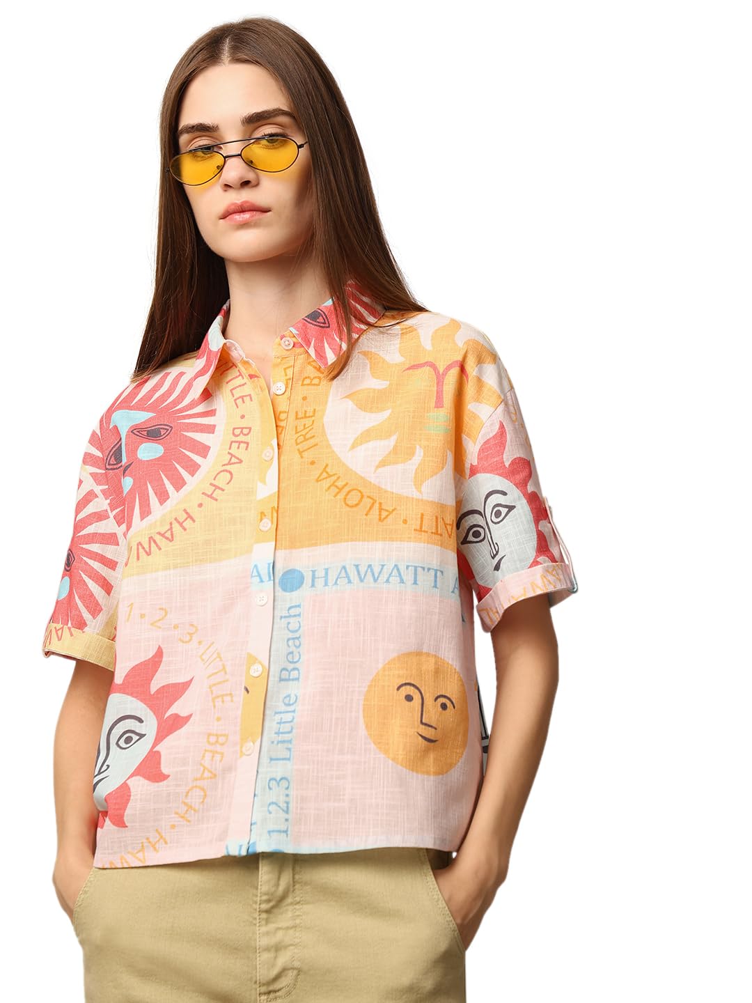 ONLY Women's Regular Fit Multicolor Shirt