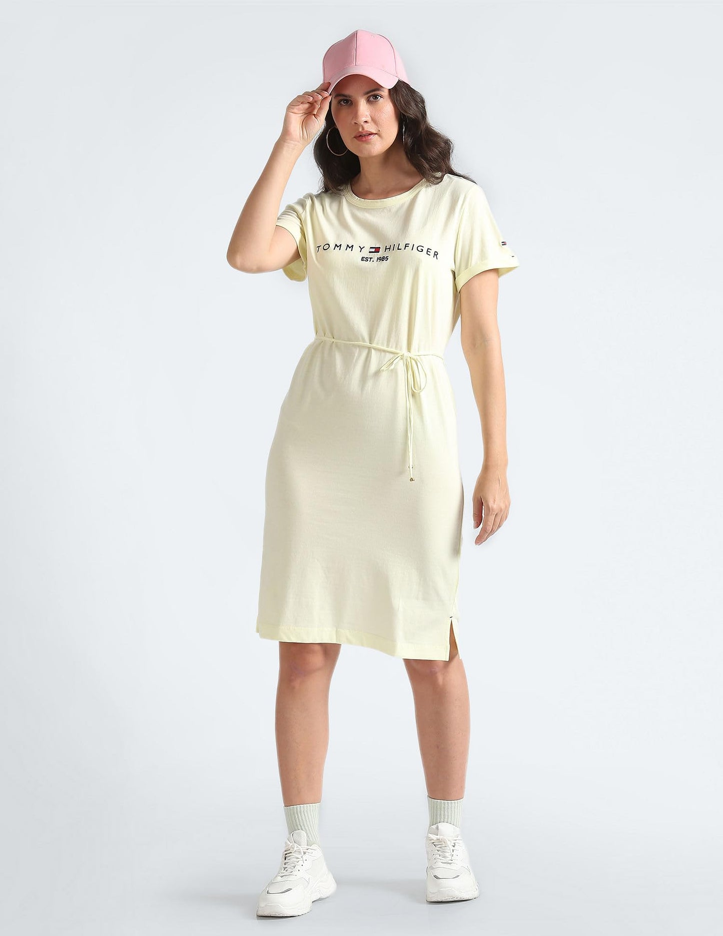 Tommy Hilfiger Women's Cotton Knee-Length Dress (A2BWV133_Bright Leaf