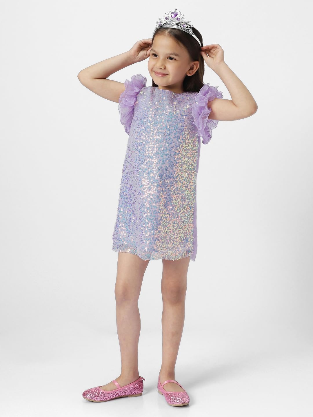 Nautinati Girls Embellished Party Dress| Cotton | Age 4-8 Years Purple