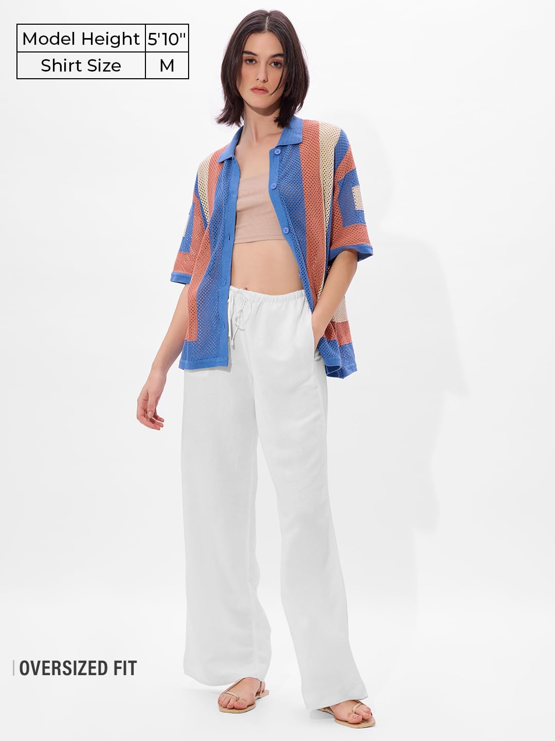 The Souled Store Carnelian Women and Girls Short Sleeves Collared Neck Button Front Open Knit Structured Boyfriend Shirts