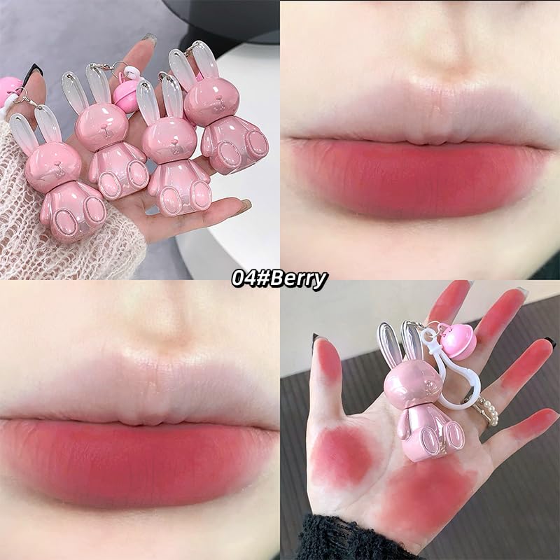 Gege Bear Pink Bunny Velvet Mist Lip Cream – Waterproof, Matte Lipsticks for Women with Soft Blurring Effect, Long-Lasting Lightweight Lip Color, Smudge-Proof & Airy Texture for a Cloud-Like, Plush Look (06-Jujube, 1.8g)