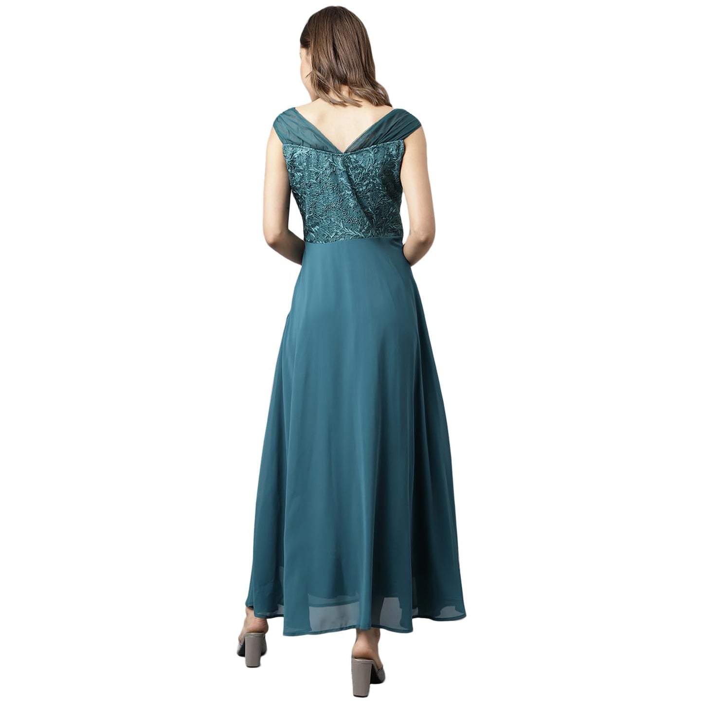 Latin Quarters Women's Sleeveless Polyester Maxi Dress Teal_M