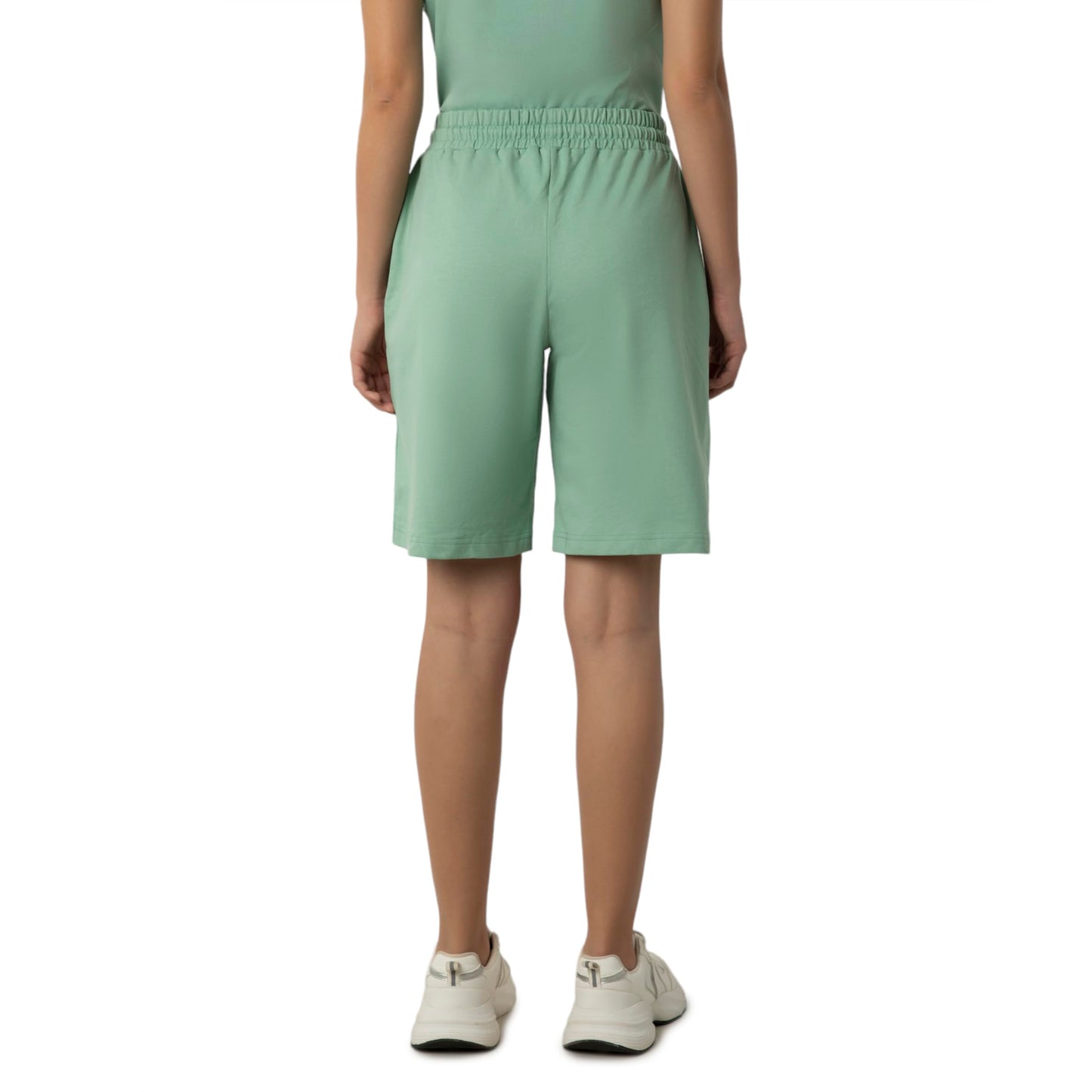 Amante Mid Rise Stretch Cotton Fabric, Relaxed Fit, Knee Length Elements Shorts ABT02201 (Green) (M)