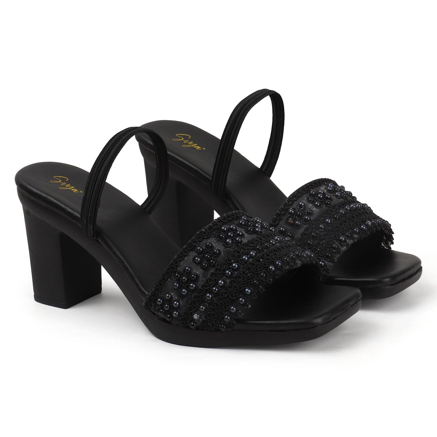 SVYA Comfortable Heel Sandals for Women and Girl (Black, UK Footwear Size System, Adult, Women, Numeric, Medium, 4)