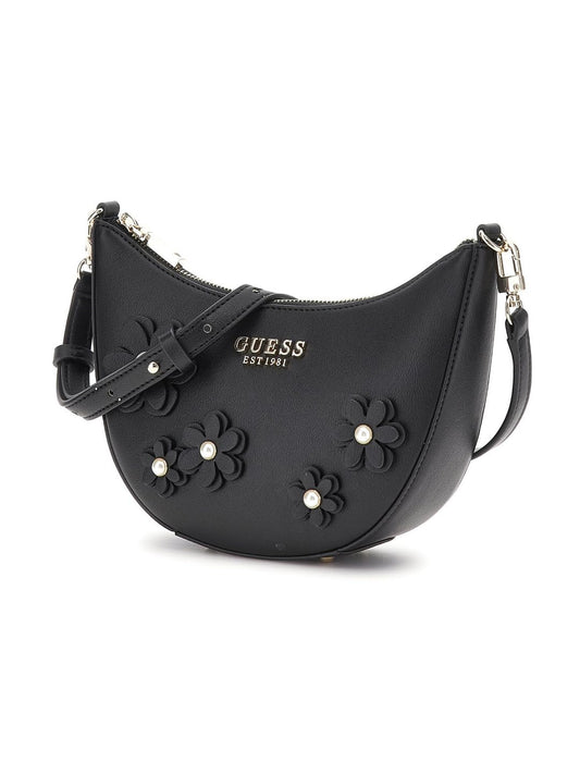 GUESS Black Applique Zaria Mini Top Zip Shoulder Bag