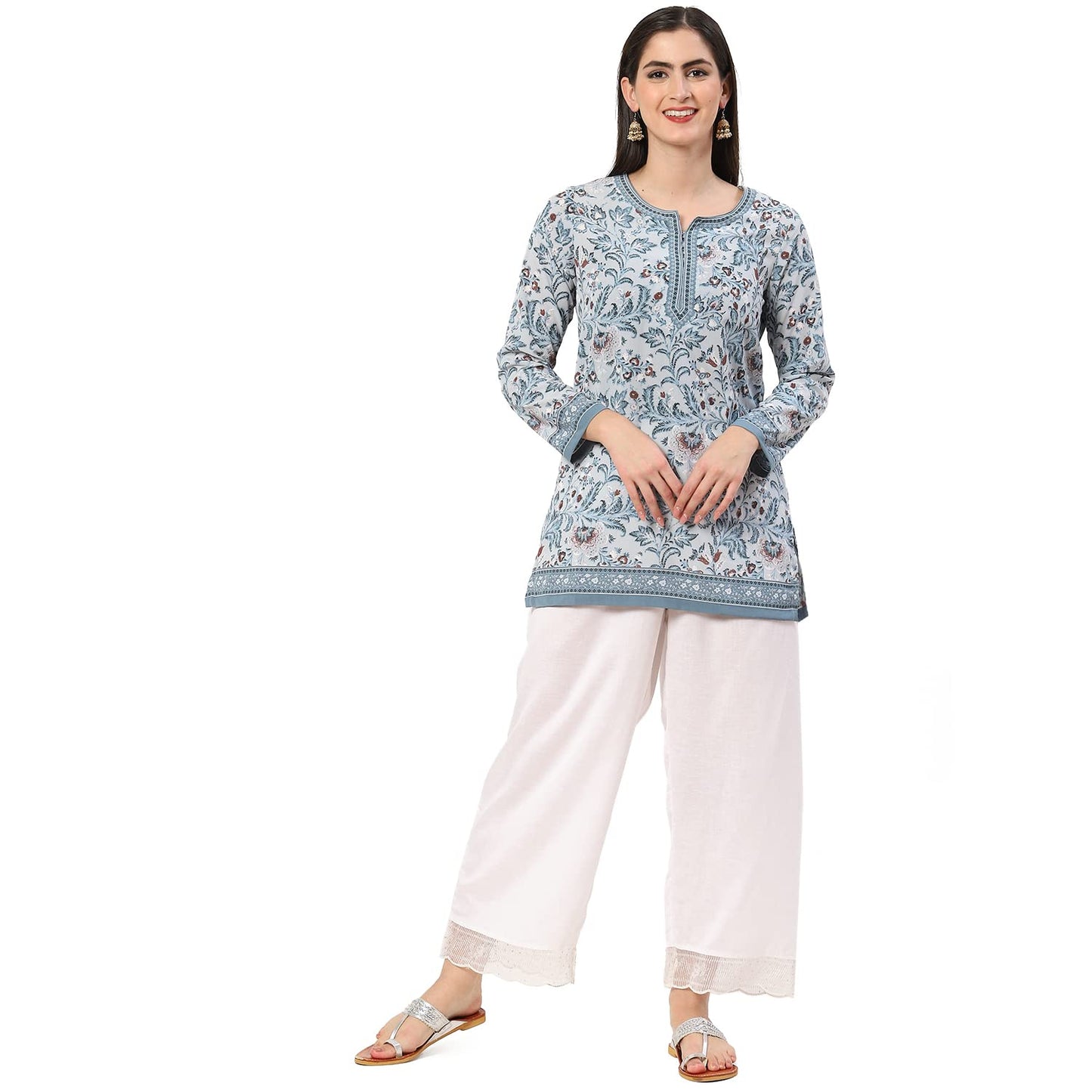 BIBA Women Solid Mix and Match Regular Fit Palazzo (Chantill19835_White_M), Mid Rise