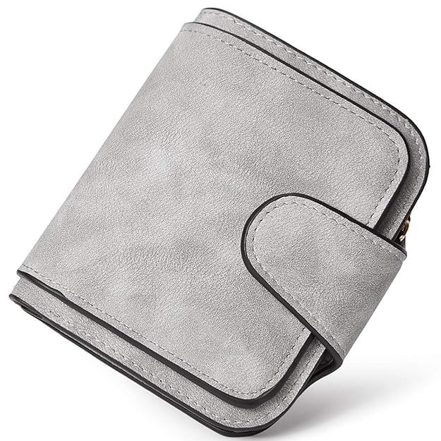Cannagenix Wallet Women Tri-fold Design Soft Leather Material Clutches Coin, Cash Card Holder Small Purse for Women with Improved Zipper (Grey - Small)