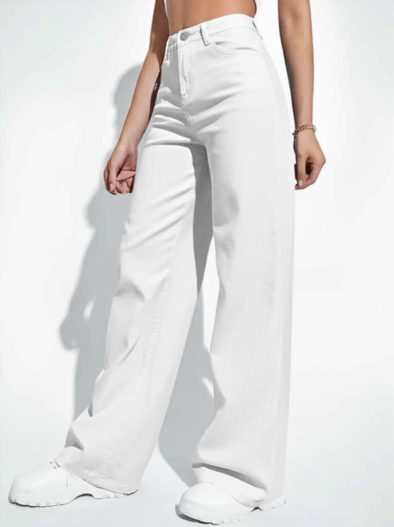 Ben Martin Baggy Jeans for Women || Women,s Loose Jean Pants || Oversized Jean's for Women's || Wide Leg Jean,s for Woman || Casual Jins for Woman's || Loose Jin Pant for Woman,s White - 36