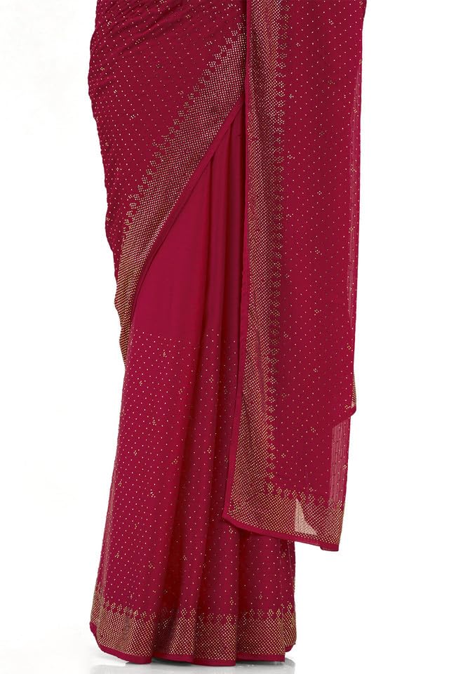 Soch Women Pink Chiffon Polka Dot Saree (8907715833959_Pink_FS)