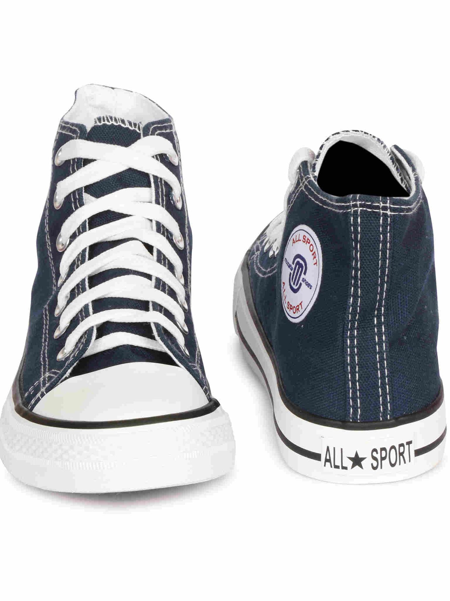 MOZAFIA Comfortable Fashion Lace-up Sneakers with Classic High Tops Canvas Casual Shoes for Women (MZF-NW-All-Sport-Ladies-Long-Navy-5)