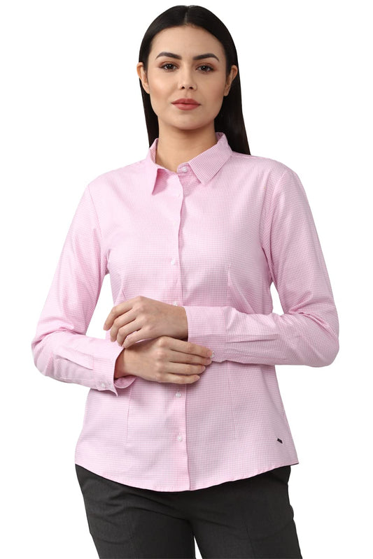 Van Heusen Women's Solid Regular Fit Shirt (VWSFCRGP233401_Pink S)