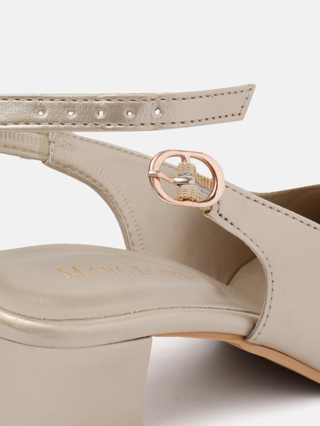 Marc Loire Women's Pointed Toe Block Heel Pumps for Office, Party and Formal Occasions (Gold, UK Footwear Size System, Adult, Women, Numeric, Medium, 5)