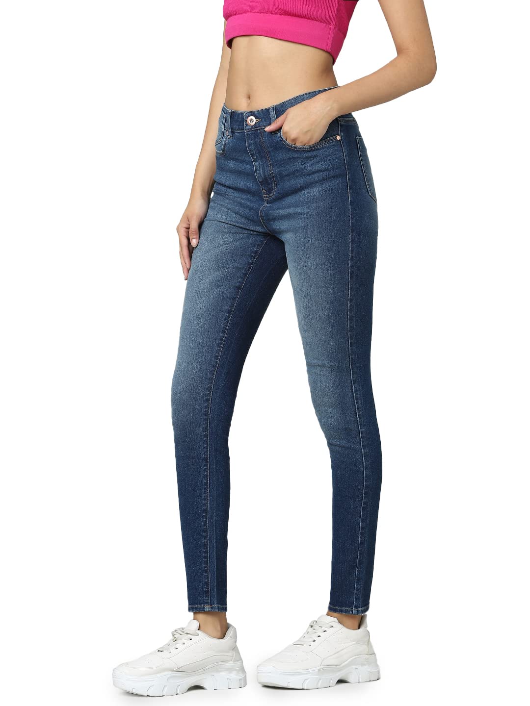 ONLY Women's Skinny Jeans (263384801-Medium Blue Denim_Medium 25)
