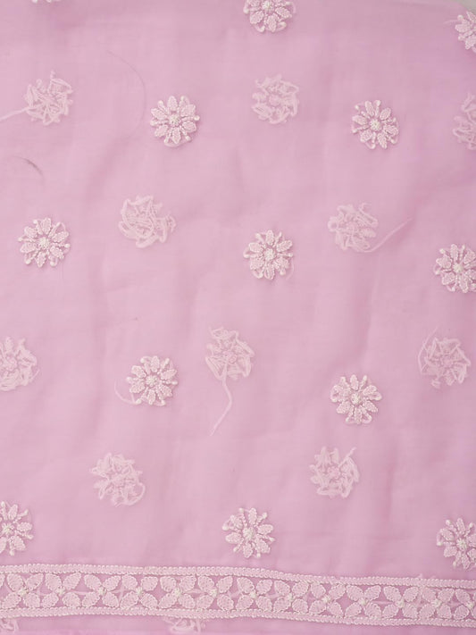 Ada Hand Embroidered Lucknowi Chikankari Unstitched Georgette Dress Material Suit Piece with Dupatta for Women 01A873528 Pink
