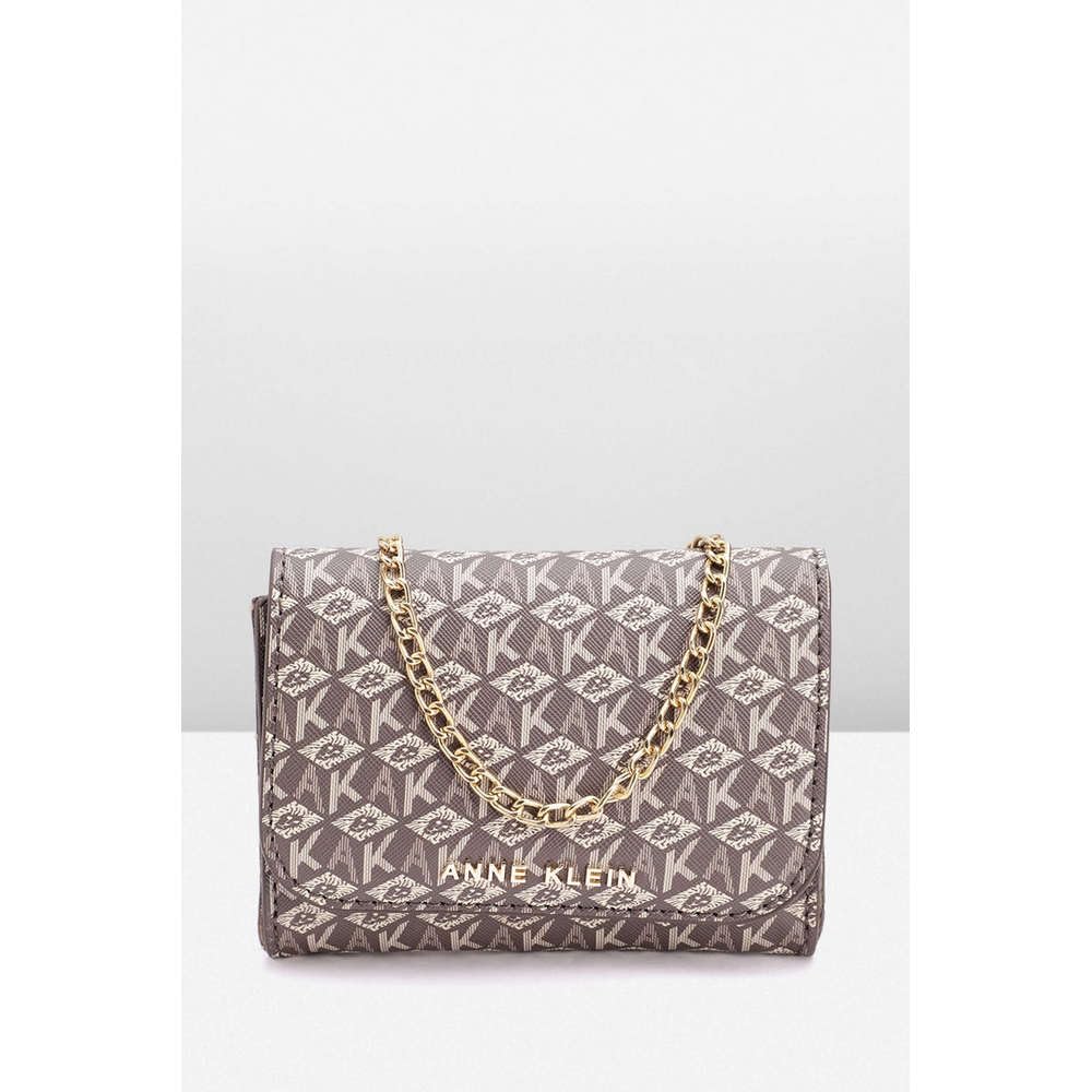 Anne Klein Solid Faux Leather Zipper Closure Women's Shoulder Bag (Brown, XL)