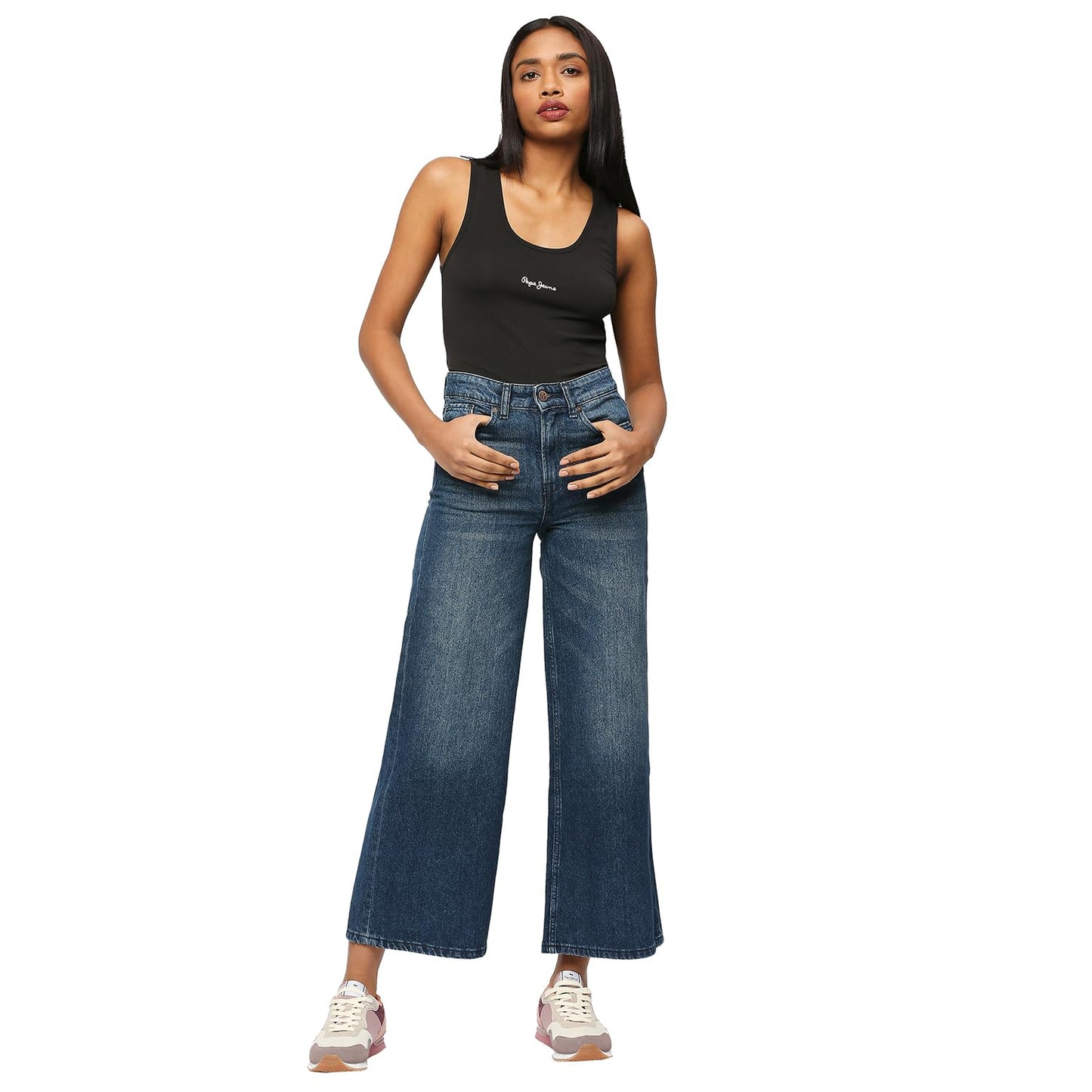 Pepe Jeans Women's High Rise Wide Leg Fit Jeans