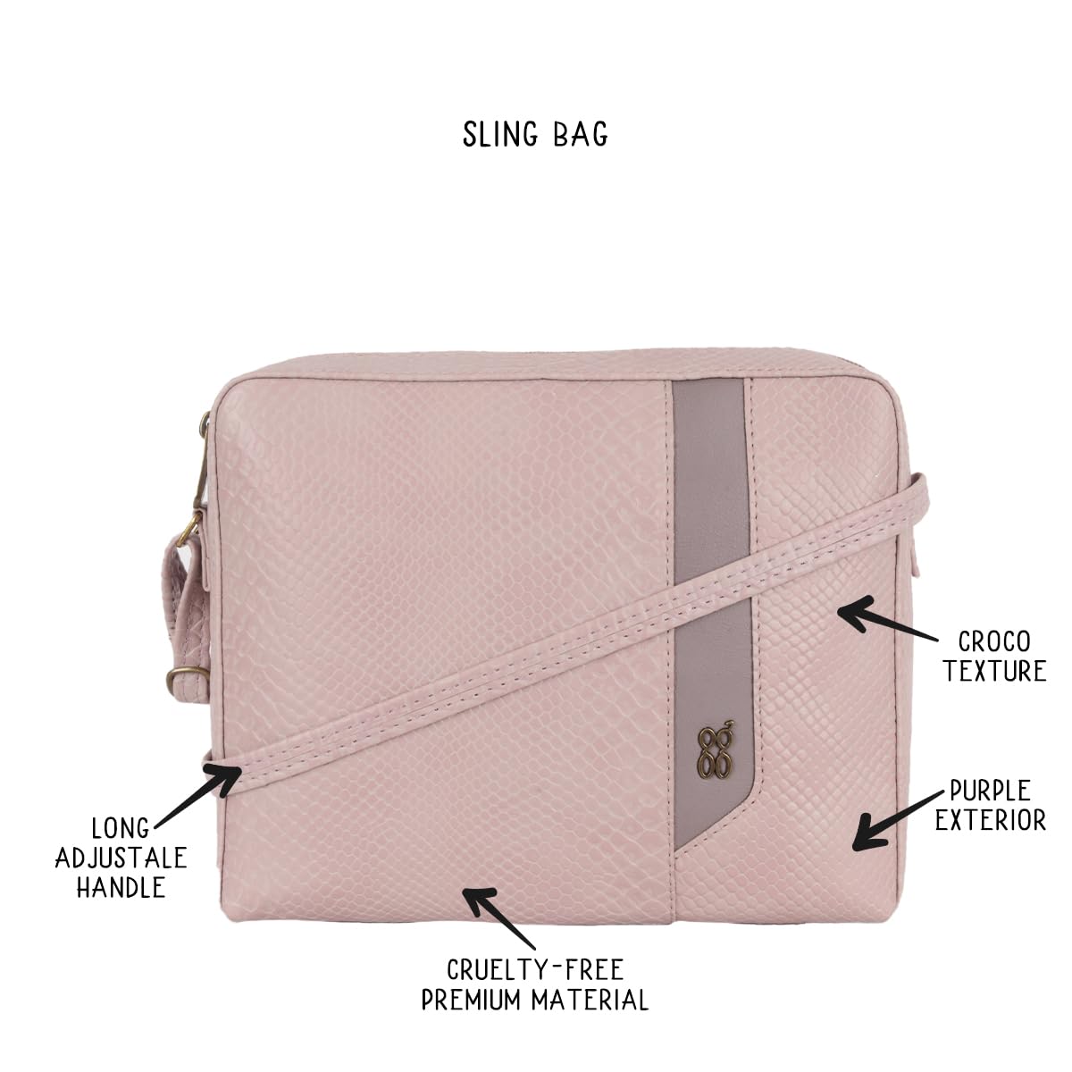 Baggit Women Purple Saddel Sling Bag Xs Size | Ladies Stylish Casual Cross Body Purse Handbag