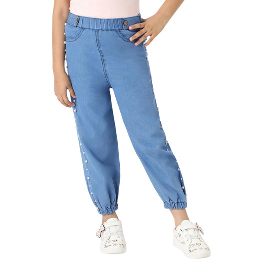 Nauti nati Girl's Regular Jeans (NNNGBW100007_Blue
