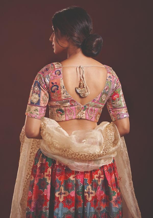 Salwar Studio Multicolour Embroidered Readymade Blouse- Pack of 1.