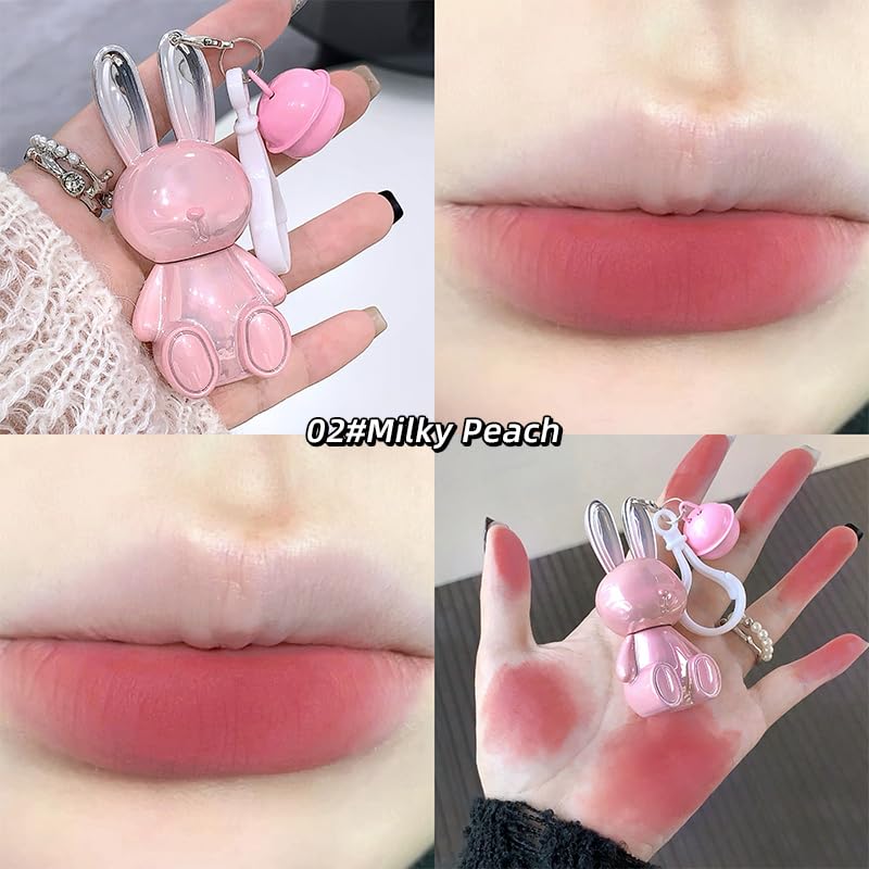Gege Bear Pink Bunny Velvet Mist Lip Cream – Waterproof, Matte Lipsticks for Women with Soft Blurring Effect, Long-Lasting Lightweight Lip Color, Smudge-Proof & Airy Texture for a Cloud-Like, Plush Look (06-Jujube, 1.8g)