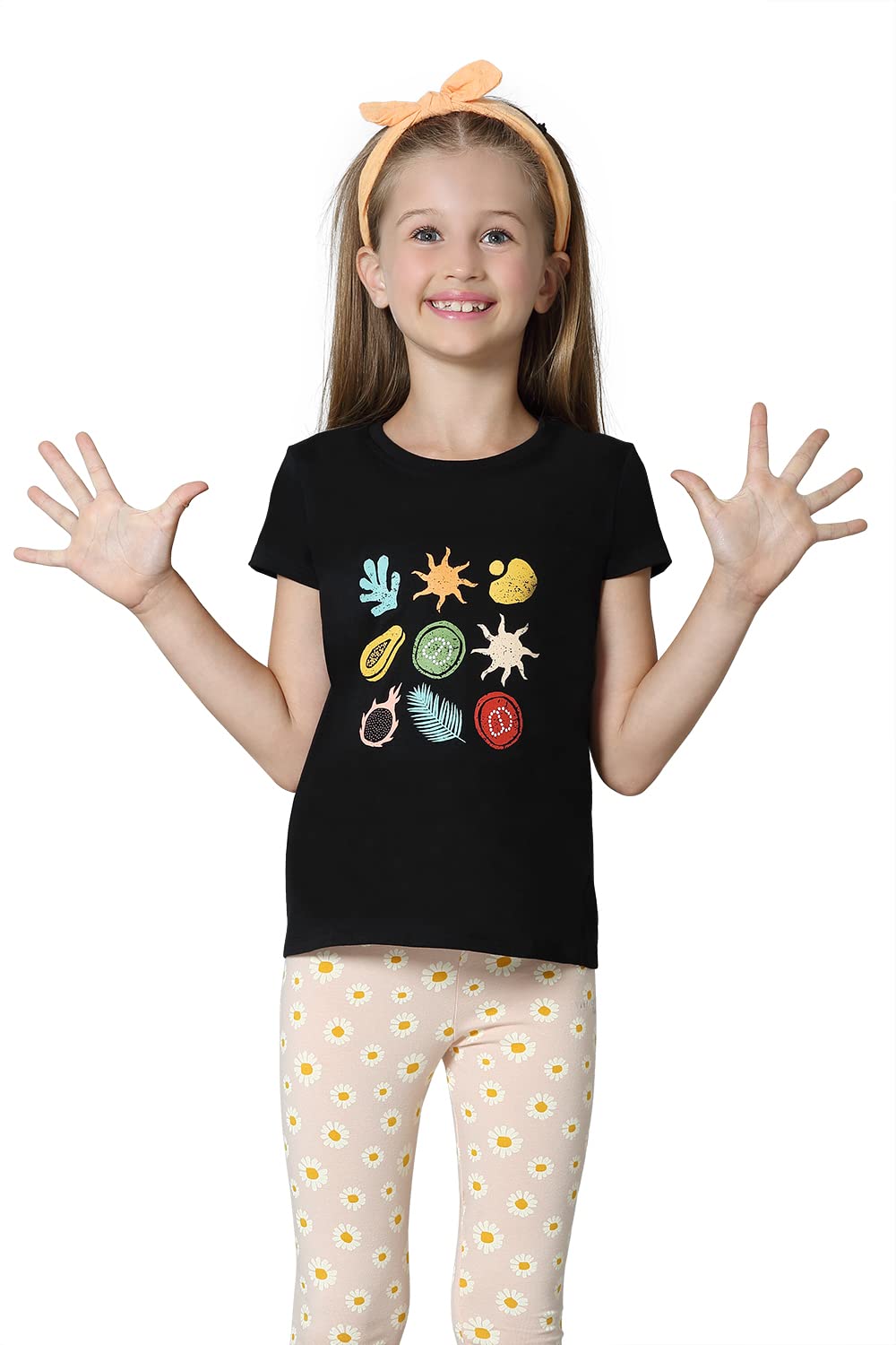 Van Heusen Girls T-Shirt - 100% Cotton - Ultra Soft, Round Neck, Short Sleeve_56405_Black_9-10 Years