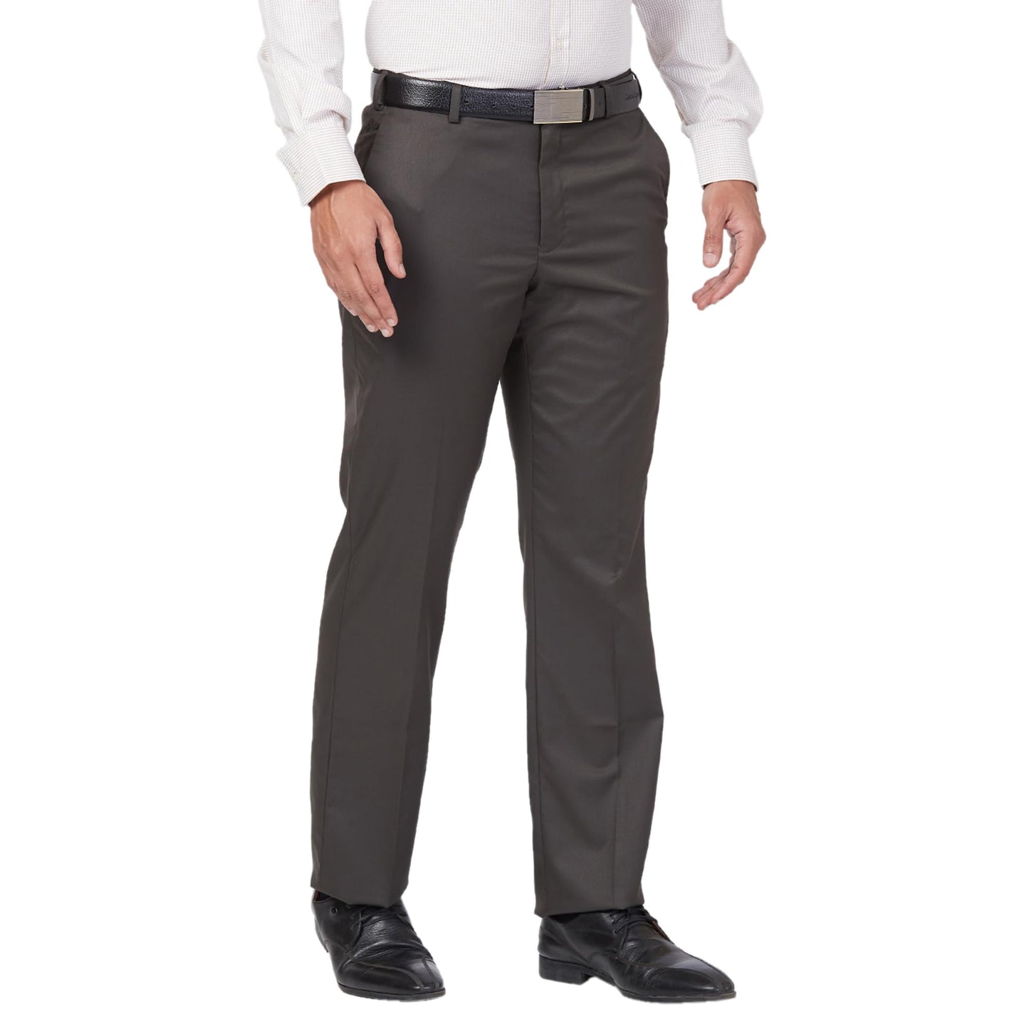 Park Avenue Men's Regular Fit Pleated Trousers, Poly Viscose Lycra Blend, Solid Pattern, Mid Rise | Dark Green