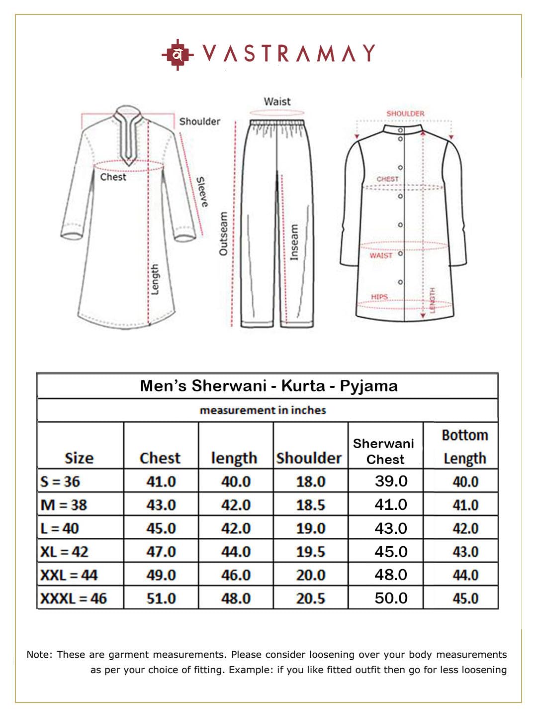 VASTRAMAY Mirror Work Front Open Sherwani Set with Pant Style Pyjama for Men – Elegant Ethnic Wear for Weddings & Festivals