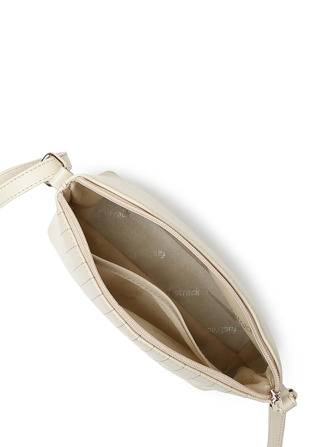Fastrack Sling | White Faux-Leather Women’s Handbag | Adjustable Strap with Zipper Closure, Spacious Compartment & Stitch Detailing for Everyday Carry