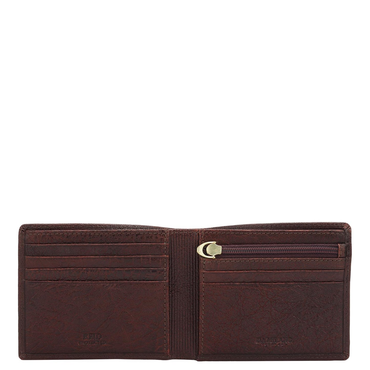 Da Milano RFID Protected Leather Wallet for Men with Card Slot - Burgundy