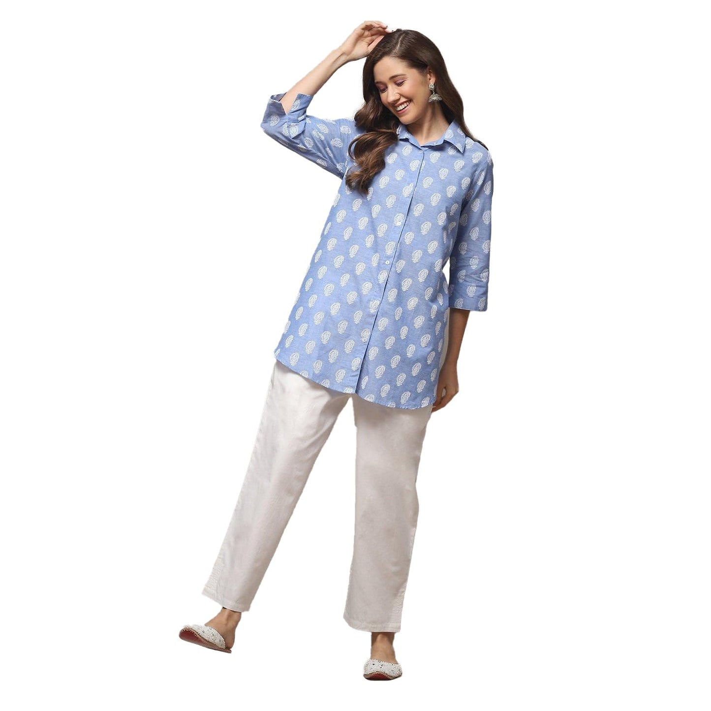 Biba Women's Solid Bottom Wear Regular Trousers (Bottom W14910_Off White_Large)