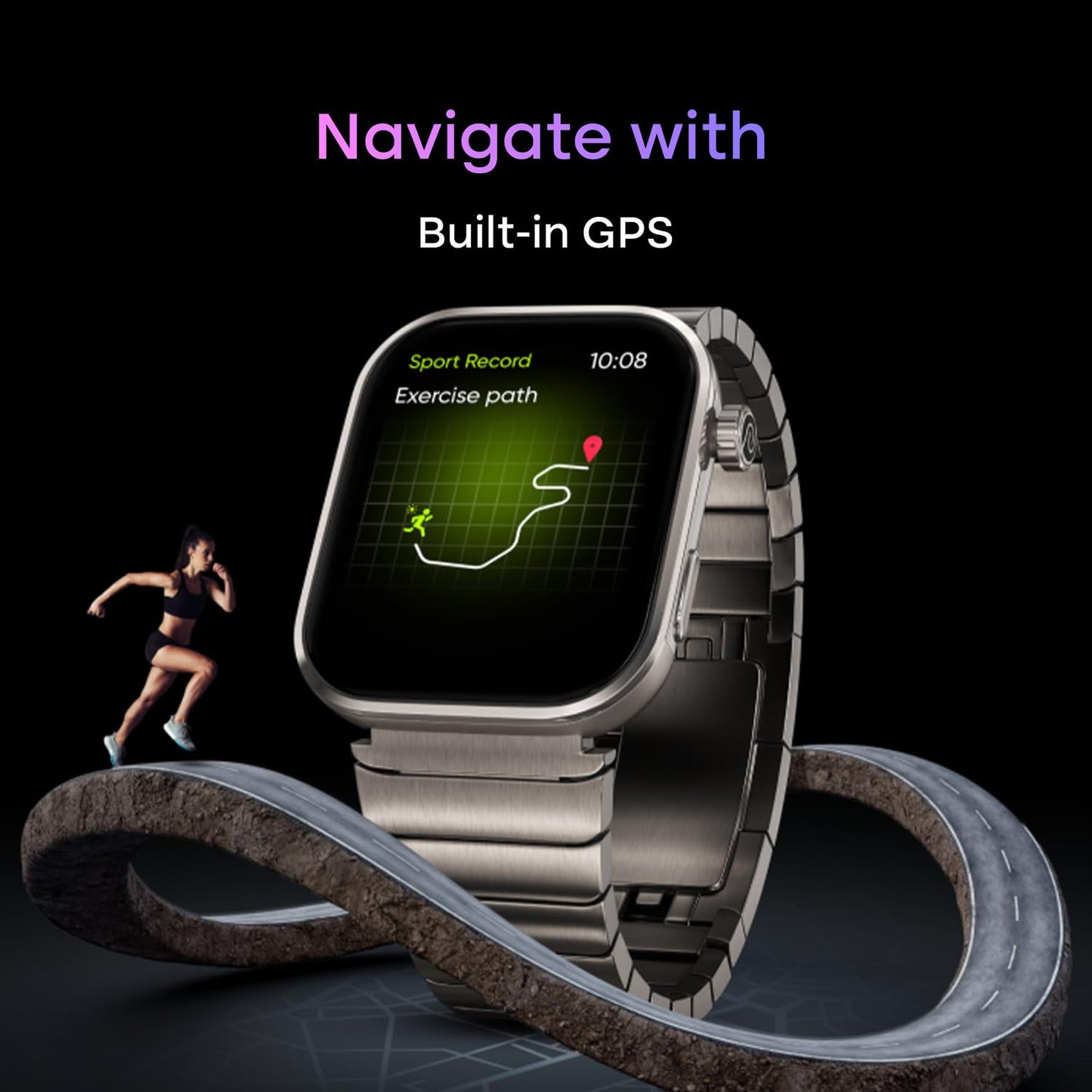Noise Pro 6 Max Smart Watch:Intelligent AI, Endless AI Watch Faces, AI Companion, 1.96” AMOLED, Stainless Steel Build, Built-in GPS, 5 ATM, EN2 Processor, for iOS & Android(Chrome Black)
