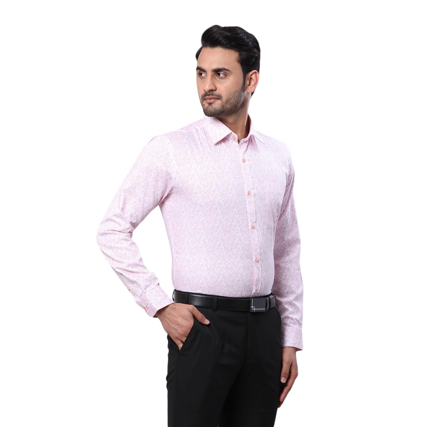 Raymond Men's Slim Fit Structure Pattern Pure Cotton Semi Cutaway Collar Full Sleeve Formal Shirt (Size: 42)-RMSX12828-R4 Medium Red