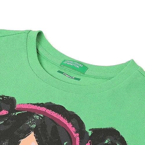 United Colors of Benetton Cropped Fit Round Neck Typography Pique T-Shirt