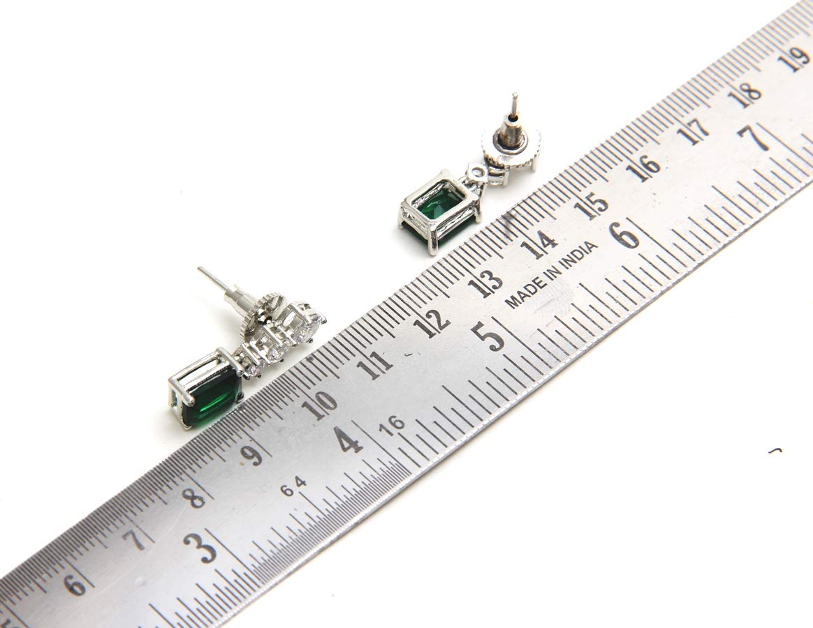 Taruna Biyani Women's Signity Diamond Designer Earrings (Green)