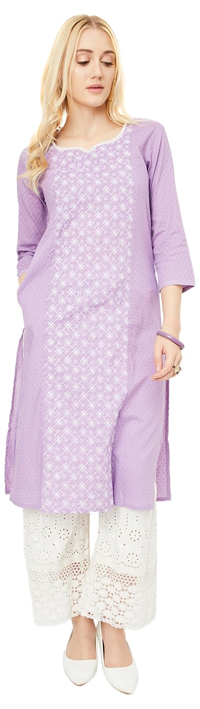 Max Women's Cotton Blend Regular Fit Kurta (MAEKSU24KI_Purple_Small