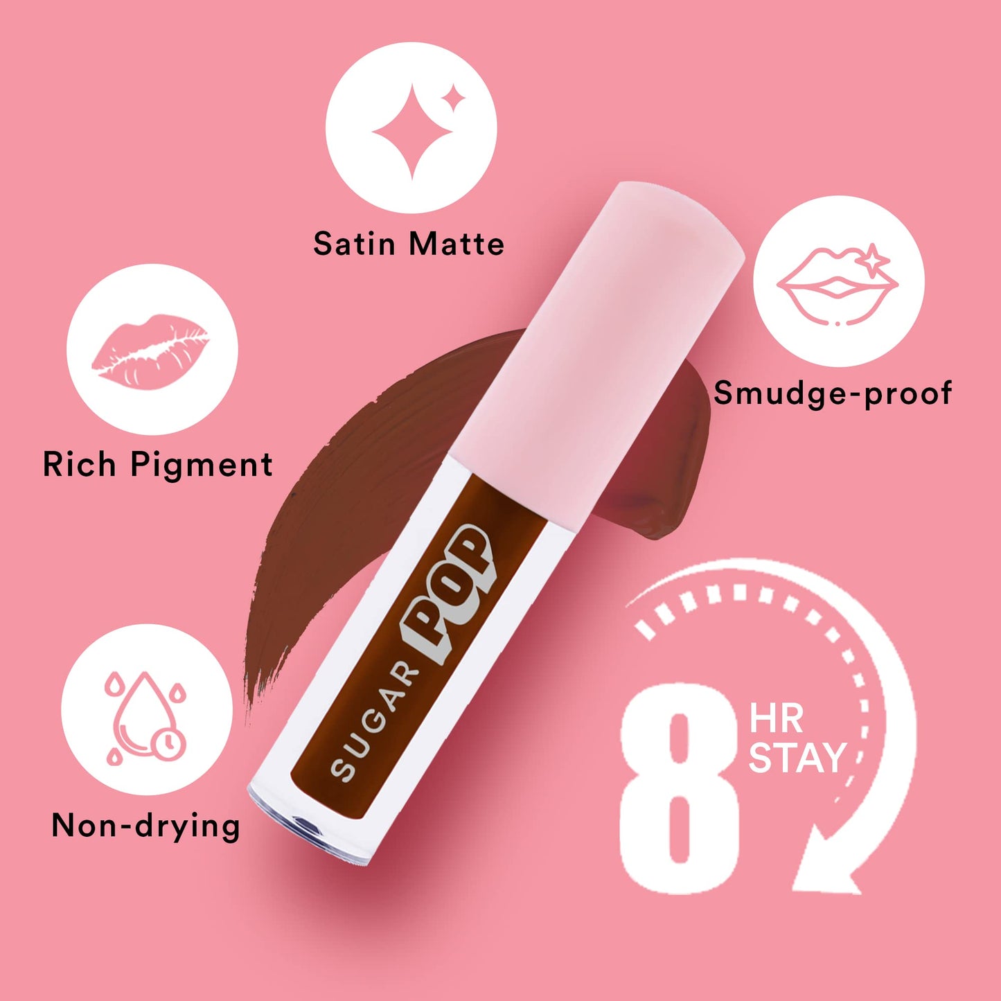 SUGAR POP 2 in 1 Matte Lipcolour Combo, Richly pigmented, Long-lasting, Ultra Matte, Smudge-Proof, 10 Rosewood & 17 Cocoa, Super Lip Kit Combo