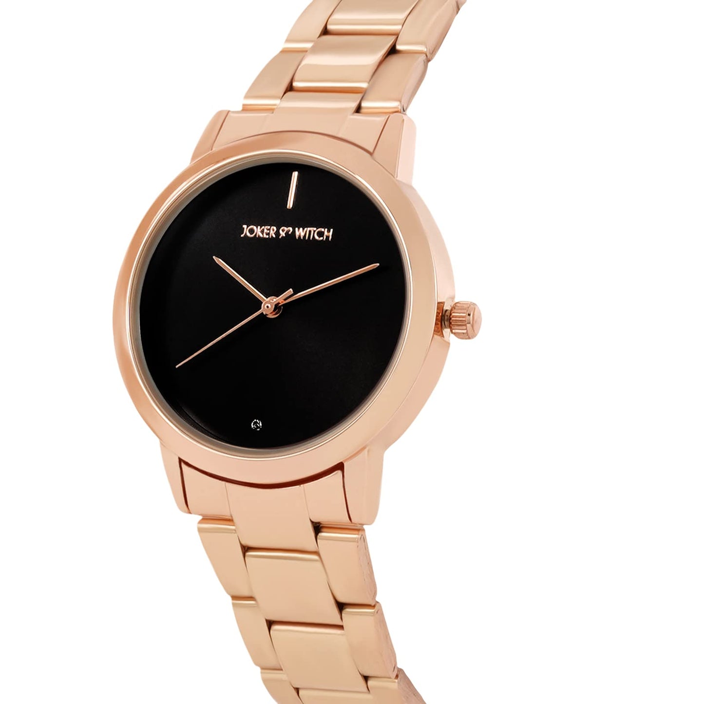 Joker & Witch Midnight Black Dial Rose Gold Stainless Steel Analogue Watch for Women